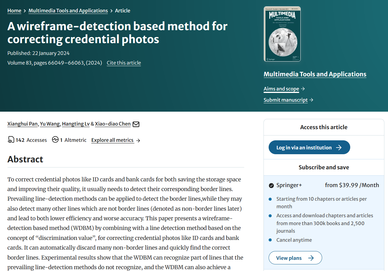 A wireframe-detection based method for correcting credential photos A wireframe-detection based method for correcting credential photos
